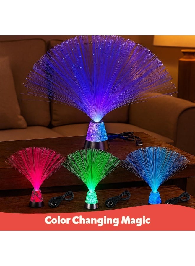 abley's Fiber Optic LED Mood Lamp with Color Changing Crystal Base, Sensory Light for Relaxation, Multi-Color - Image 2